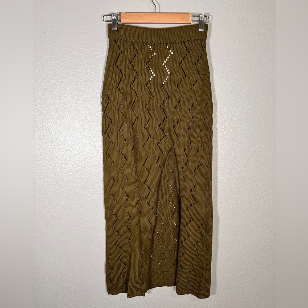 Savannah Morrow Lauryn Midi Skirt Forest Small NWT Knit Quiet Luxury Resort Boho